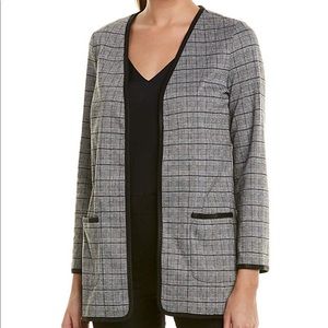 NWT Max Studio Black Ivory Plaid Open Jacket